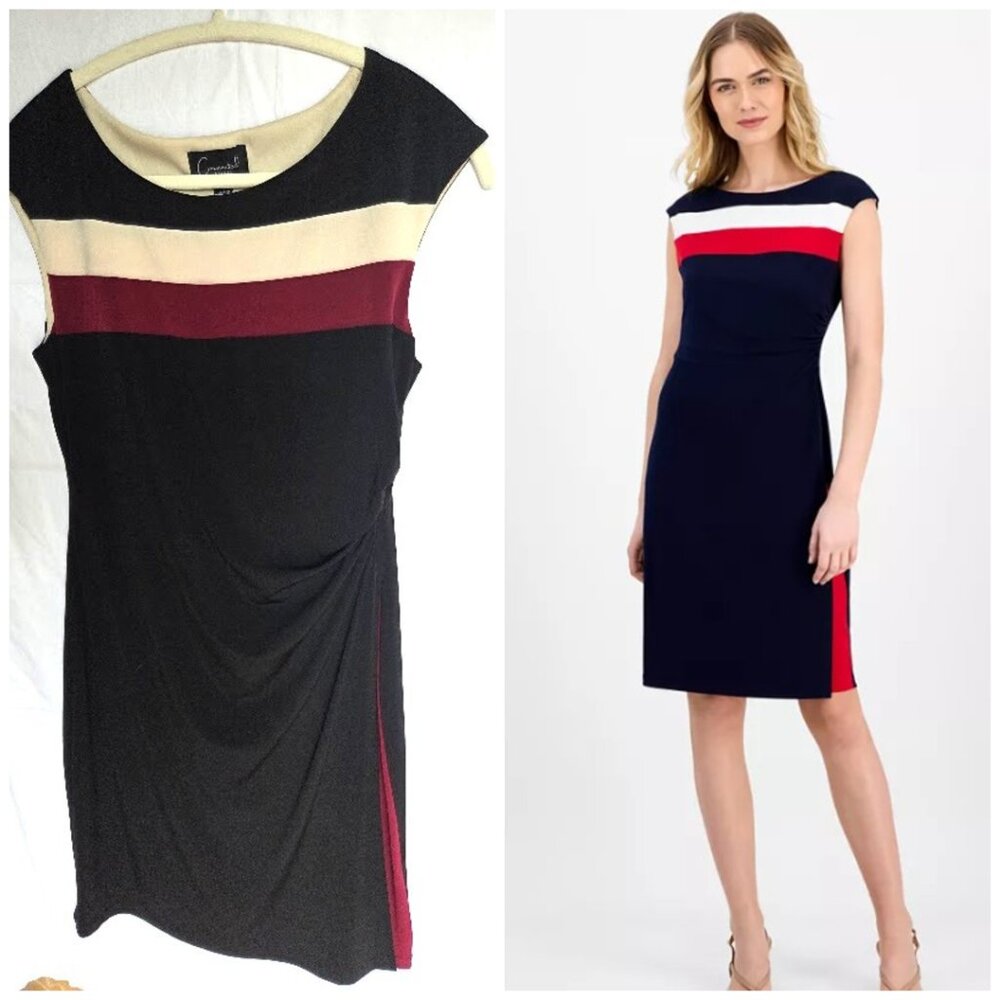Connected Apparel Burgundy, Beige and Black Dress - size 6 P